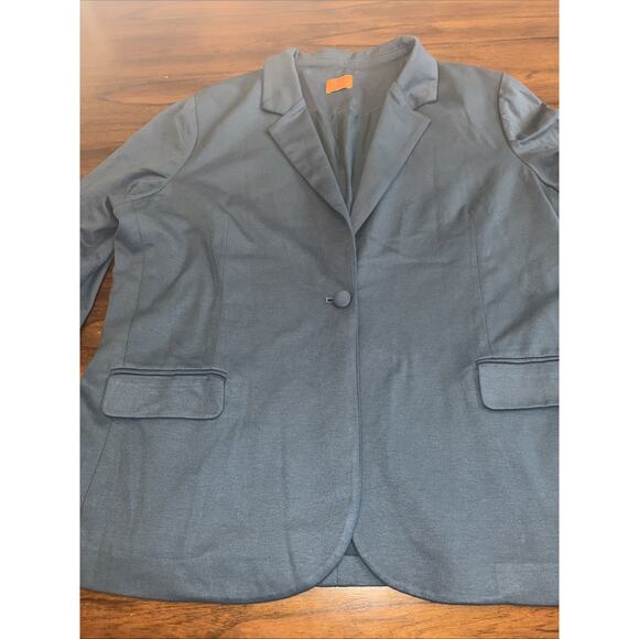 MARY CRAFTS Women's 1 Button Ponte Knit Blazer Blue/Teal Sz 22 Fall Office Teach - Picture 4 of 12